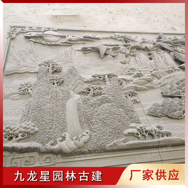 松鶴浮雕石雕壁畫(huà)